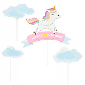 Dekoracja na tort topper, Jednorożec, 1 op.