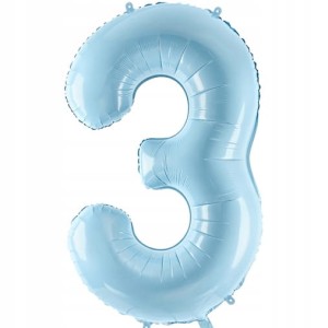 Balon foliowy cyfra 3, jasnoniebiesk 86 cm
