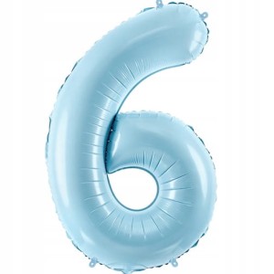 Balon foliowy cyfra 6, jasnoniebiesk 86 cm