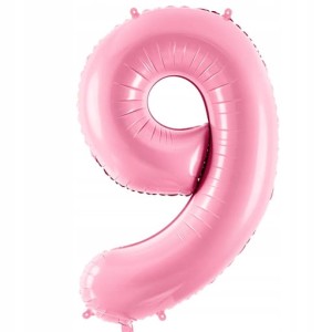 Balon foliowy cyfra 9, jasnoróżowa 86 cm