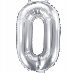 Balon foliowy liczba 0, srebrna,  35 cm.