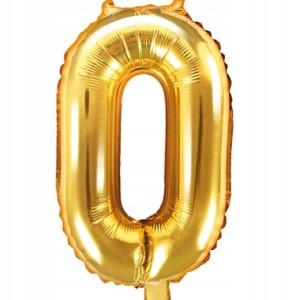 Balon foliowy cyfra 0, złota 35cm.