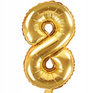 Balon foliowy cyfra 8, złota, 35 cm.