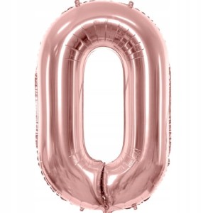Balon foliowy cyfra 0, różowo złoty, 35cm.