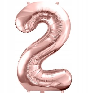 Balon foliowy liczba 2, różowe złoto, 35 cm.
