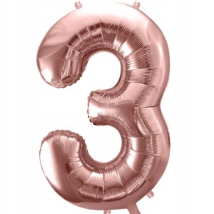 Balon foliowy cyfra 3 różowe złoto 35 cm