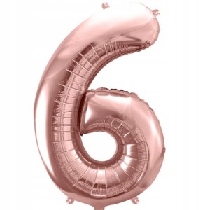 Balon foliowy liczba 6, różowe złoto, 35 cm.