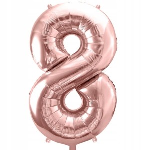 Balon foliowy liczba 8, różowe złoto, 35 cm.