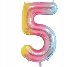 Balon foliowy liczba 5, ombre, 40 cm.