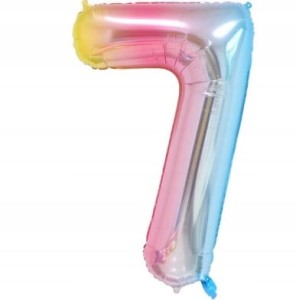 Balon foliowy liczba 7, ombre, 40 cm.