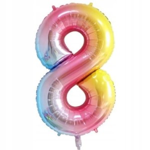 Balon foliowy cyfra 8,  ombre, 40 cm.