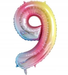 Balon foliowy liczba 9, ombre, 40 cm.