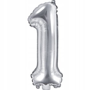 Balon foliowy liczba 1, srebrny 80 cm