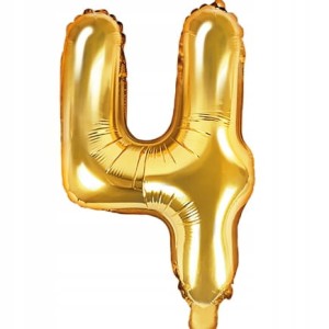 Balon foliowy cyfra liczba 4, złoty 80cm
