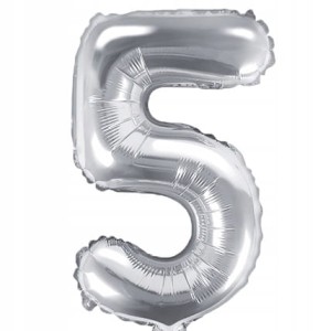 Balon foliowy srebrny Cyfra 5,  80 cm