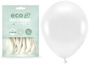 Balony metaliczne Eco białe  10x