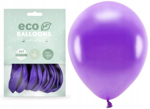 Balony Eco metaliczne fioletowe 10x