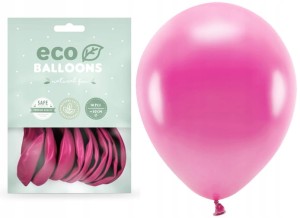 Balony fuksja Eco metaliczne różowe 10szt