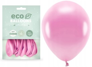 Balony Eco metaliczne różowe 10x