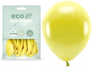 Balony Eco metaliczne  żółte 10szt