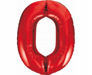 Balon foliowy cyfra 0, czerwony 85 cm
