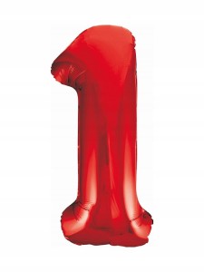 Balon foliowy cyfra 1, czerwony 85 cm