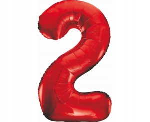 Balon foliowy cyfra 2, czerwony 85 cm