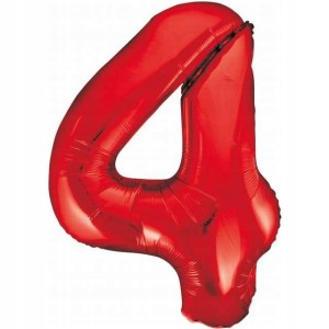 Balon foliowy cyfra 4, czerwony 85 cm