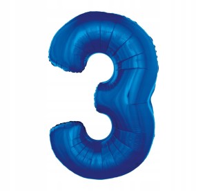 Balon foliowy cyfra 3, ciemnoniebieski, 92 cm