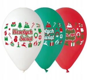 Balony Wesołych Świąt 5 szt