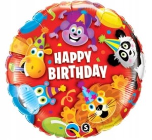 Balon foliowy 18" QL CIR "Happy Birthday Party Animals"