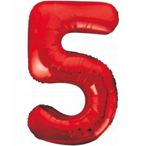 Balon foliowy cyfra 5, czerwony 85 cm