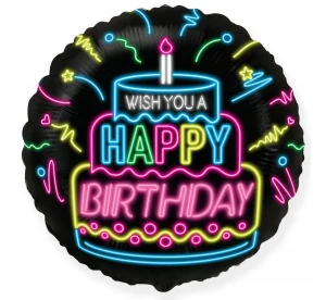 Balon foliowy neonowy Happy Birthday