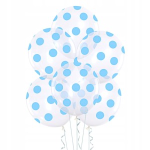 Balony w kropki grochy niebieskie