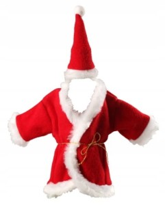 Świąteczny pokrowiec na butelkę ubranko Mikołaja