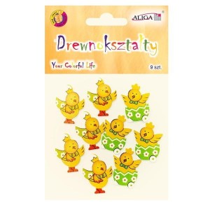 Drewniane kurczaczki drewnokształty  9szt