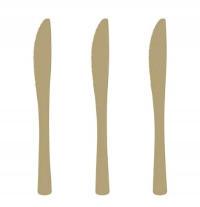 Noże jednorazowe plastikowe złote 10szt