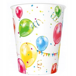 Kubeczki urodzinowe papierowe w balony 8szt