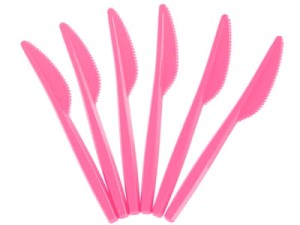 Noże kolorowe plastikowe różowe 6 szt.