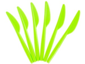 Noże kolorowe plastikowe zielone 6 szt.