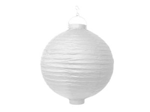 Lampion ogrodowy biały świecący LED 20 cm.