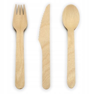 Sztućce drewniane eko nóż widelec łyżka 18 szt.