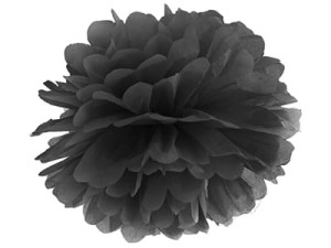 *Pompon bibułowy, czarny, 25 cm, 1 szt.