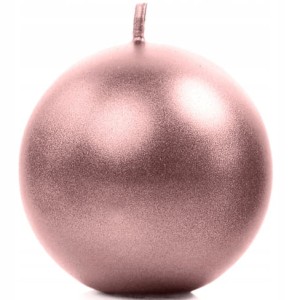 Świeca metalizowana kula różowe złoto 6cm