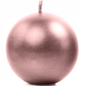Świeca metalizowana kula  różowe złoto 8cm