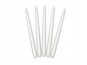 Świeca stożkowa perłowa 5szt 24cm