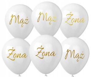 Balony MĄŻ ŻONA białe 6 szt