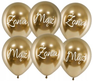 Balony metalizowane MĄŻ ŻONA 6 szt