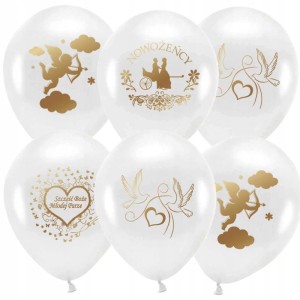 Balony ślubne weselne białe zestaw  20x