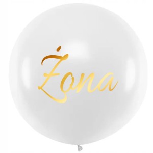 Balon weselny okrągły złoty napis Żona 45cm